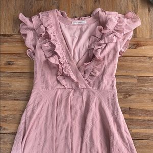 Mauve ruffle detail dress